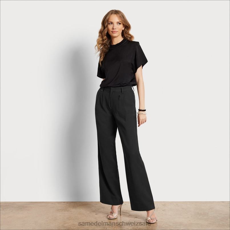 CH Sam Edelman Frauen Codie-Hose mit hohem Bund und weitem Bein Schwarz X2J861209 Bekleidung