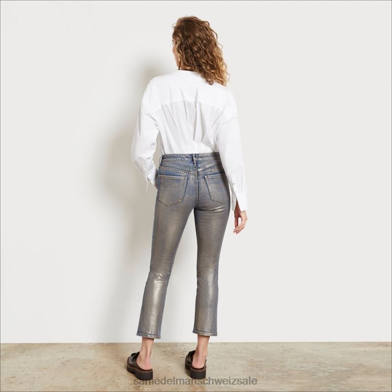 CH Sam Edelman Frauen Schmale, gerade Hose mit hohem Bund goldene Folie X2J861233 Bekleidung
