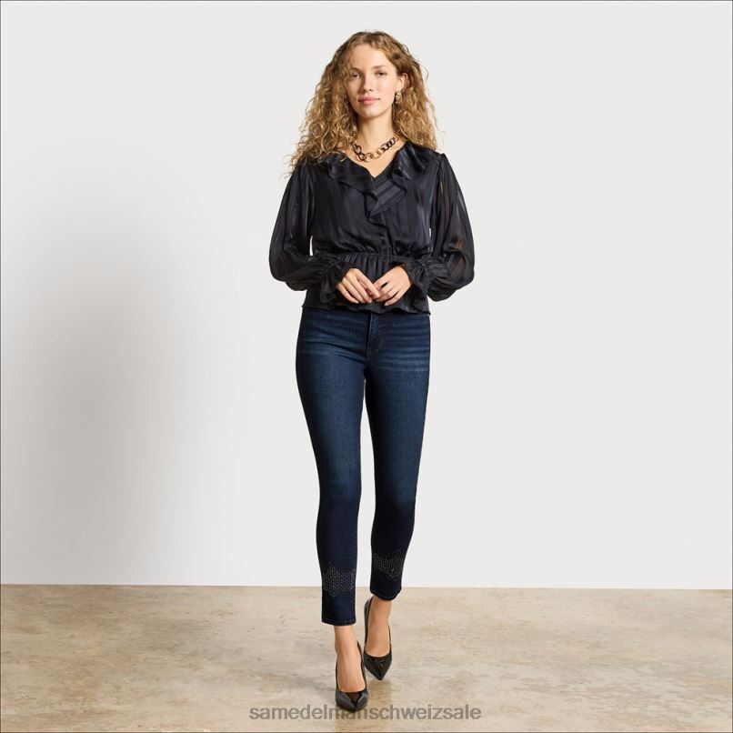 CH Sam Edelman Frauen Skinny-Hose mit hohem Bund Sternenstaub-Stud X2J861271 Bekleidung
