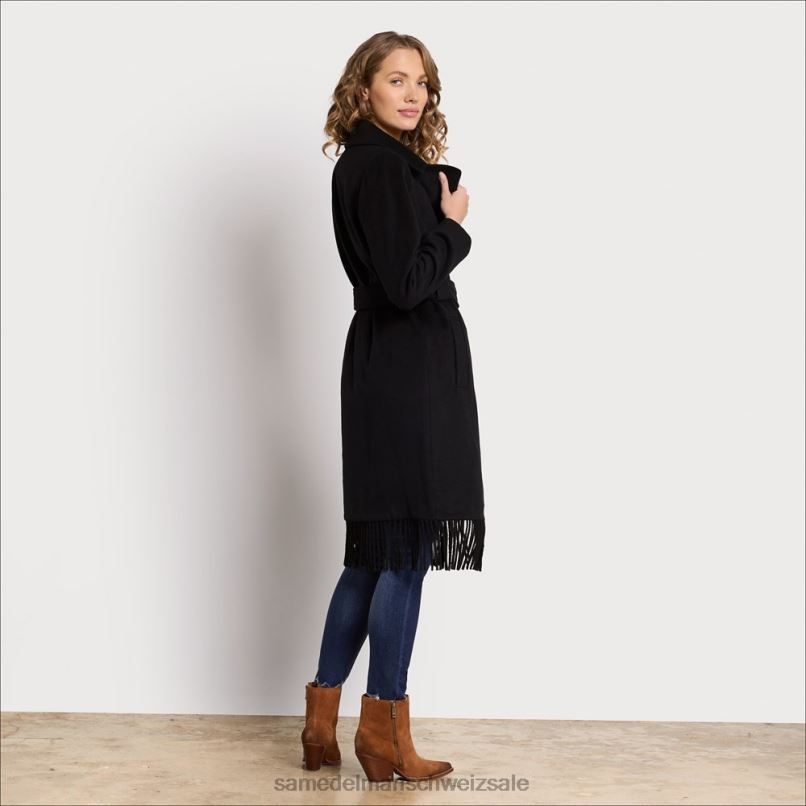 CH Sam Edelman Frauen Einreihiger Wollmantel Schwarz X2J861163 Bekleidung