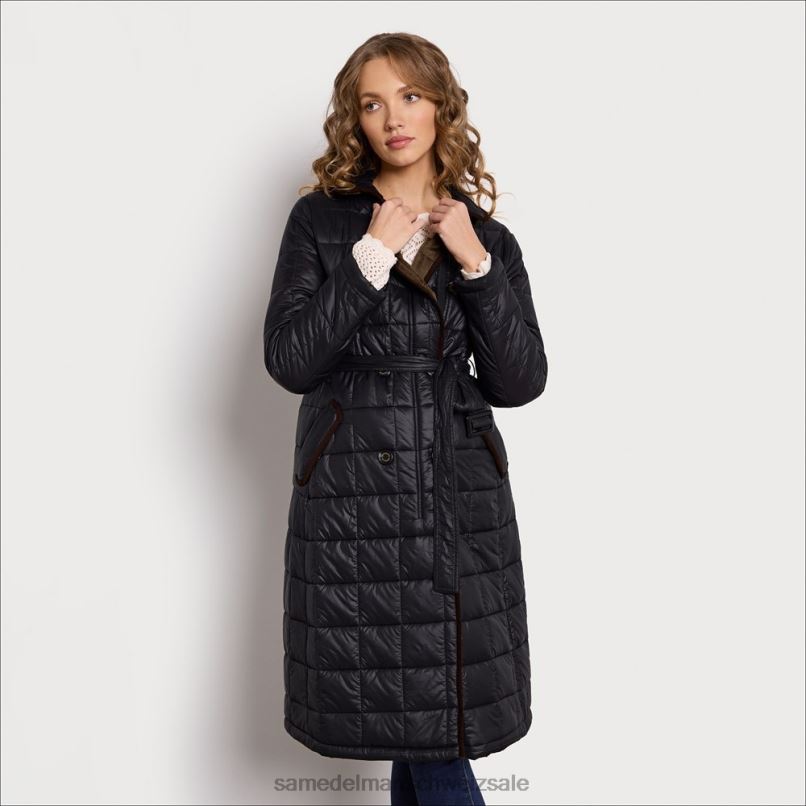 CH Sam Edelman Frauen Gesteppter Trenchcoat mit Kunstpelzfutter Schwarz X2J861279 Bekleidung