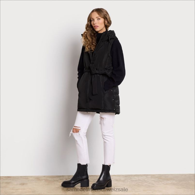 CH Sam Edelman Frauen Kurze, weiche Daunenweste Schwarz X2J861147 Bekleidung