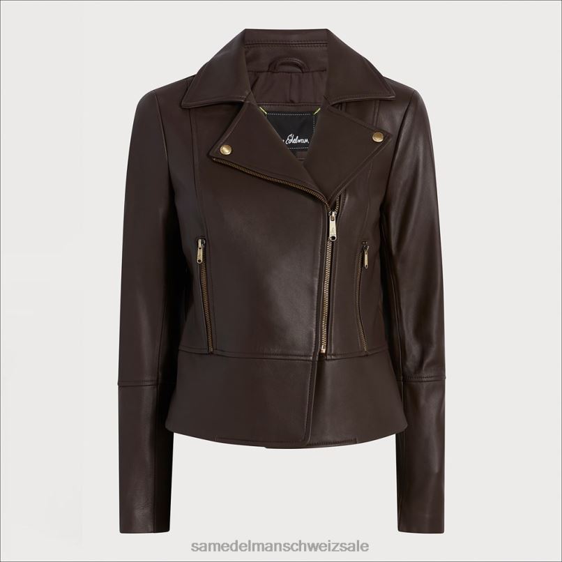 CH Sam Edelman Frauen Moto-Lederjacke braun X2J861152 Bekleidung