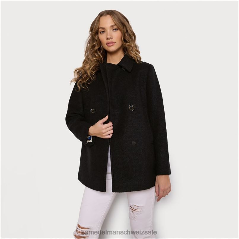 CH Sam Edelman Frauen Peacoat-Jacke aus Wolle Schwarz X2J861158 Bekleidung