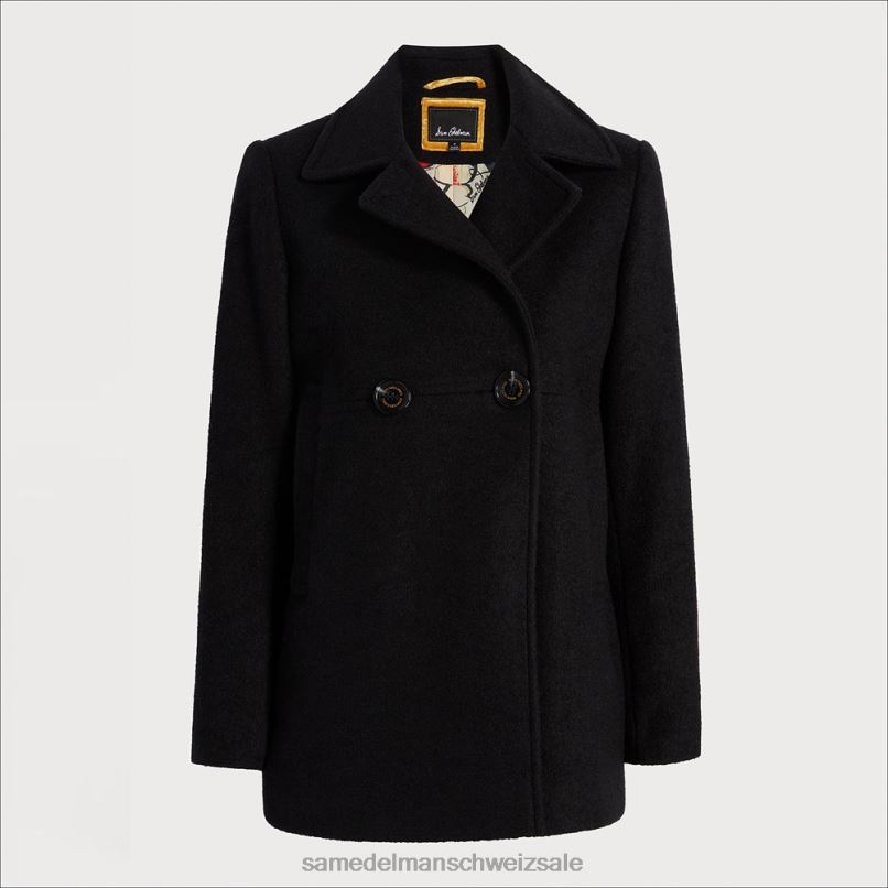 CH Sam Edelman Frauen Peacoat-Jacke aus Wolle Schwarz X2J861158 Bekleidung