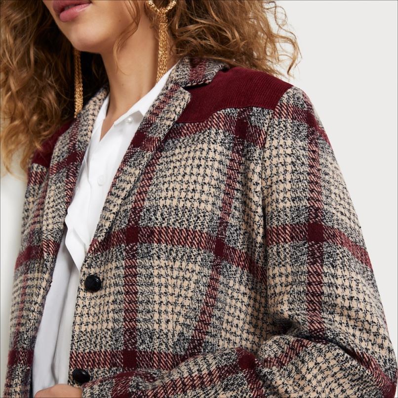 CH Sam Edelman Frauen Rivington-Blazer Waldfabel-Plaid X2J861292 Bekleidung