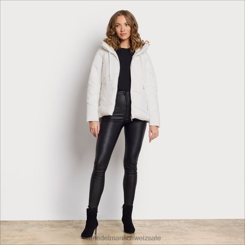 CH Sam Edelman Frauen Steppjacke mit Kissenkragen Eierschale X2J861121 Bekleidung