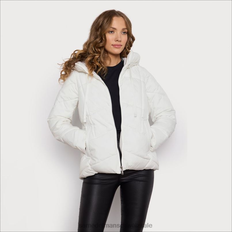 CH Sam Edelman Frauen Steppjacke mit Kissenkragen Eierschale X2J861121 Bekleidung