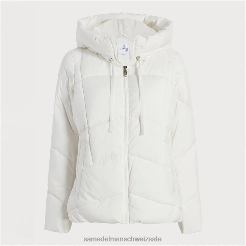CH Sam Edelman Frauen Steppjacke mit Kissenkragen Eierschale X2J861121 Bekleidung