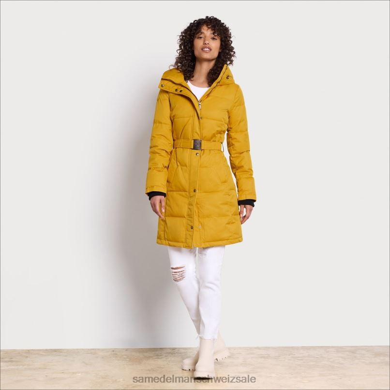 CH Sam Edelman Frauen Steppjacke mit Kissenkragen Gelb X2J861126 Bekleidung