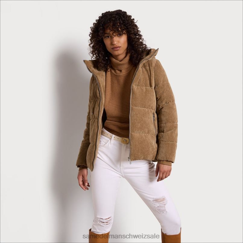 CH Sam Edelman Frauen Steppjacke mit Kissenkragen Kamel X2J861140 Bekleidung