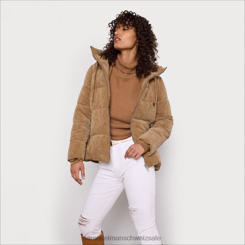 CH Sam Edelman Frauen Steppjacke mit Kissenkragen Kamel X2J861140 Bekleidung