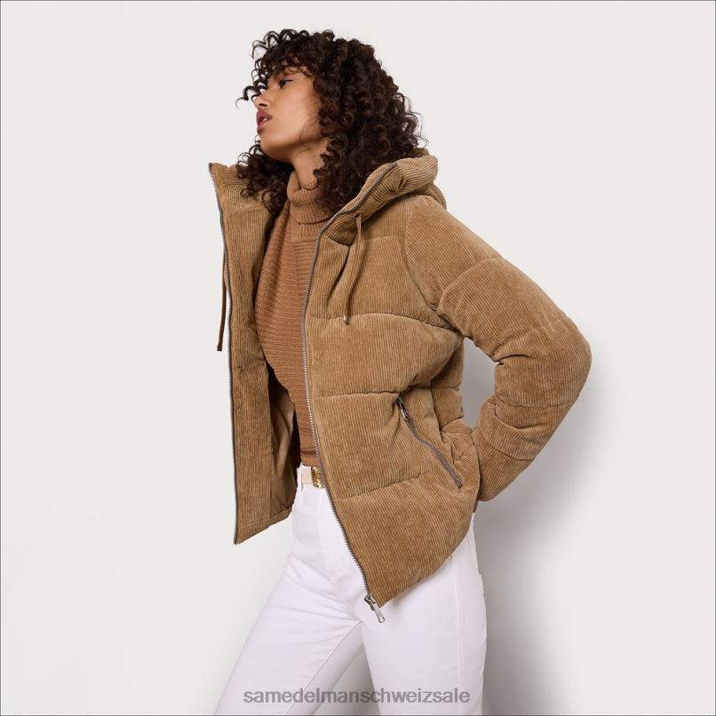 CH Sam Edelman Frauen Steppjacke mit Kissenkragen Kamel X2J861140 Bekleidung