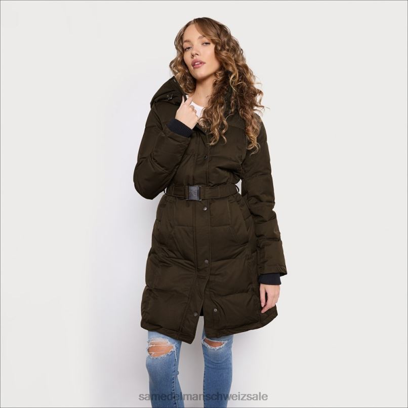 CH Sam Edelman Frauen Steppjacke mit Kissenkragen Loden X2J861127 Bekleidung