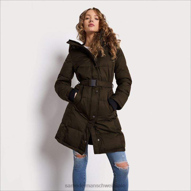 CH Sam Edelman Frauen Steppjacke mit Kissenkragen Loden X2J861127 Bekleidung