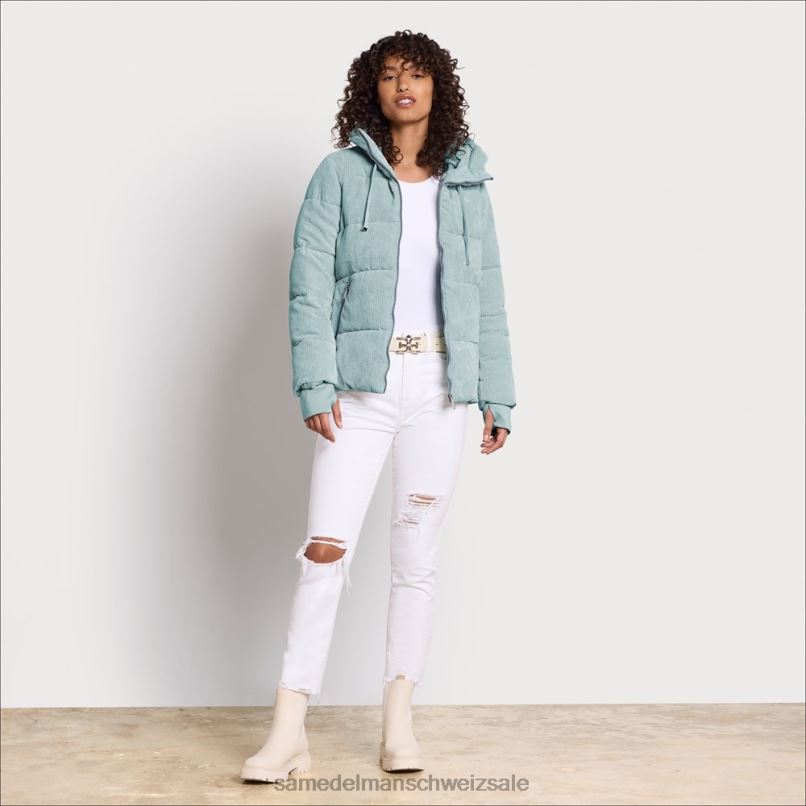 CH Sam Edelman Frauen Steppjacke mit Kissenkragen Mineral X2J861139 Bekleidung