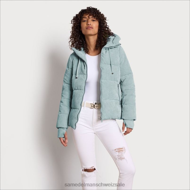 CH Sam Edelman Frauen Steppjacke mit Kissenkragen Mineral X2J861139 Bekleidung