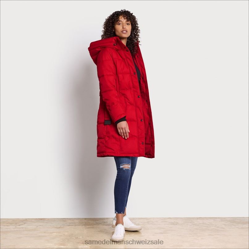 CH Sam Edelman Frauen Steppjacke mit Kissenkragen Rot X2J861128 Bekleidung