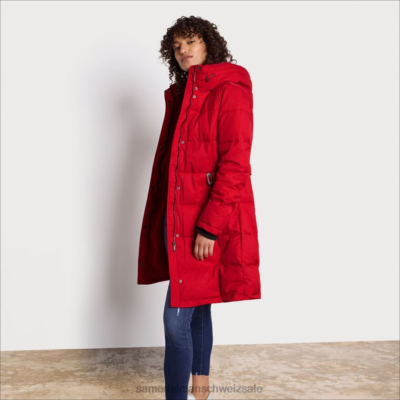 CH Sam Edelman Frauen Steppjacke mit Kissenkragen Rot X2J861128 Bekleidung