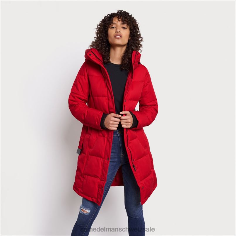 CH Sam Edelman Frauen Steppjacke mit Kissenkragen Rot X2J861128 Bekleidung