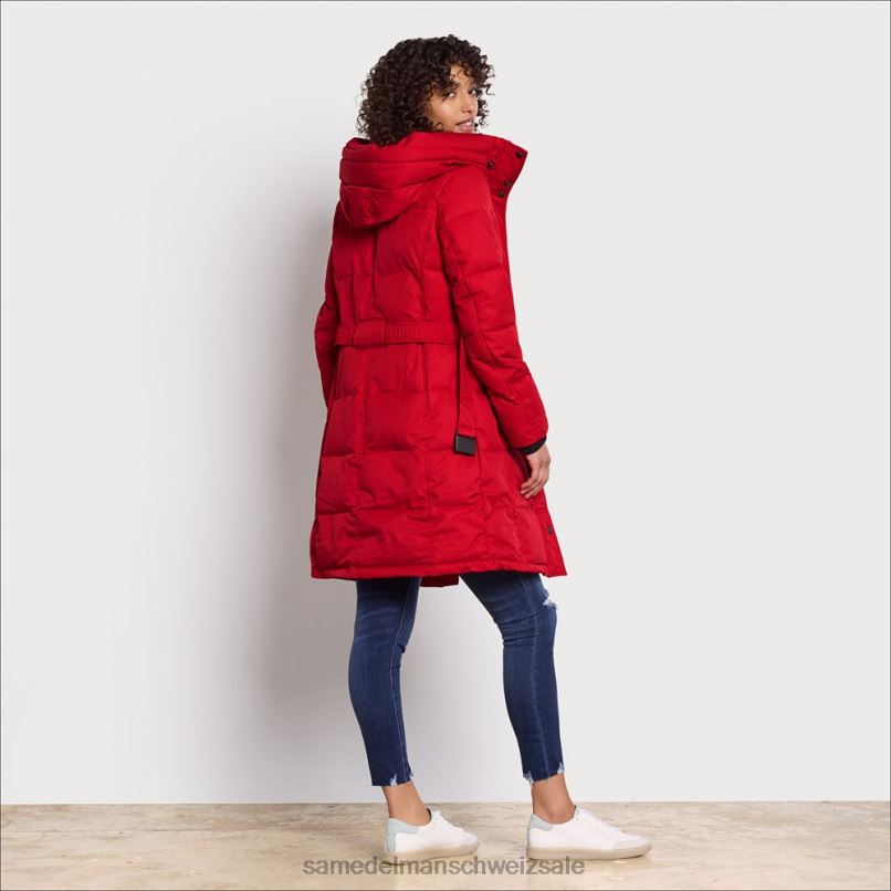 CH Sam Edelman Frauen Steppjacke mit Kissenkragen Rot X2J861128 Bekleidung