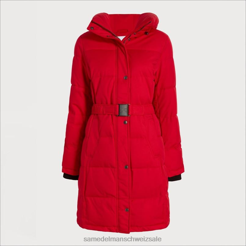 CH Sam Edelman Frauen Steppjacke mit Kissenkragen Rot X2J861128 Bekleidung