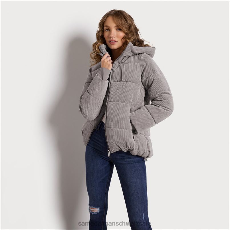 CH Sam Edelman Frauen Steppjacke mit Kissenkragen grau X2J861141 Bekleidung