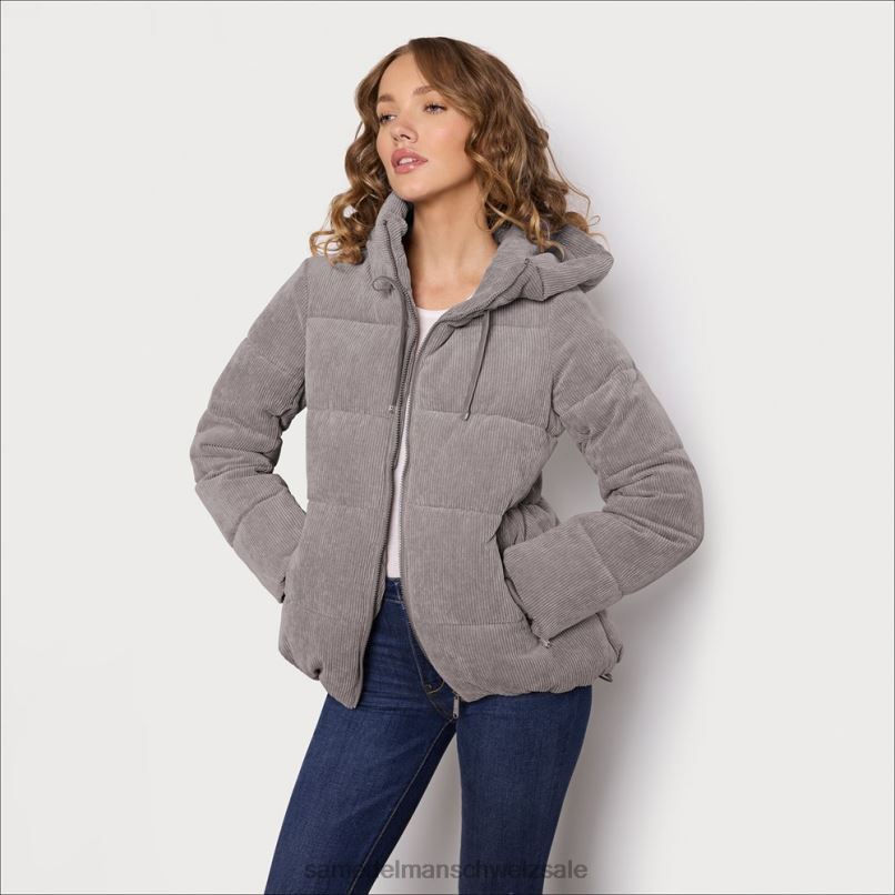 CH Sam Edelman Frauen Steppjacke mit Kissenkragen grau X2J861141 Bekleidung