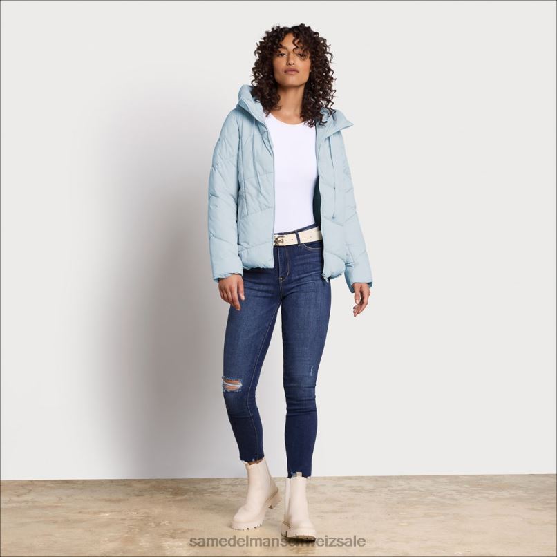 CH Sam Edelman Frauen Steppjacke mit Kissenkragen hellblau X2J861120 Bekleidung