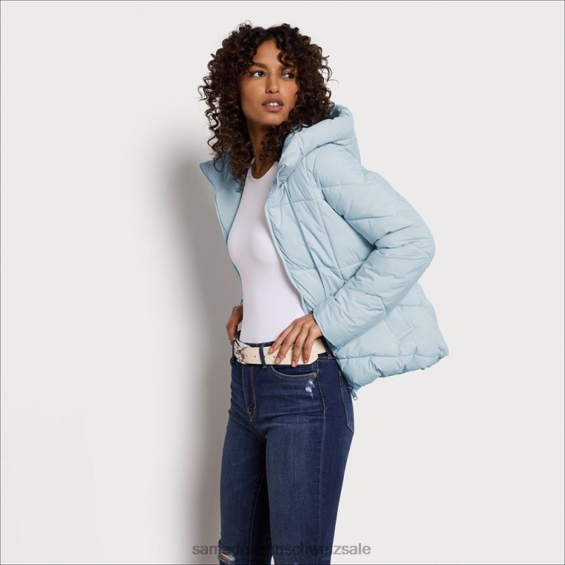 CH Sam Edelman Frauen Steppjacke mit Kissenkragen hellblau X2J861120 Bekleidung