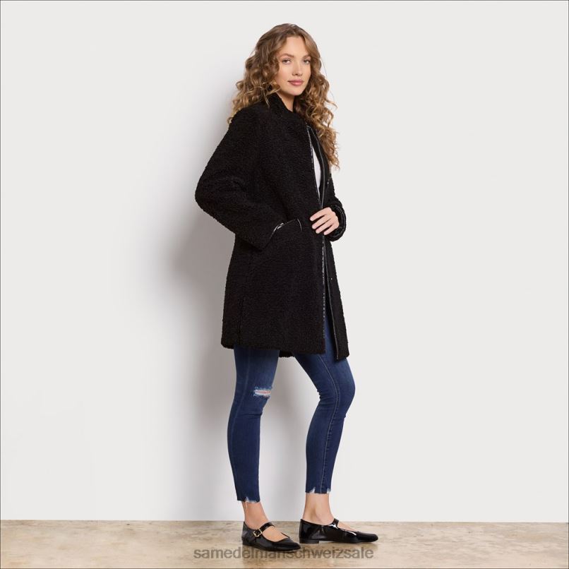 CH Sam Edelman Frauen Teddymantel Schwarz X2J861162 Bekleidung