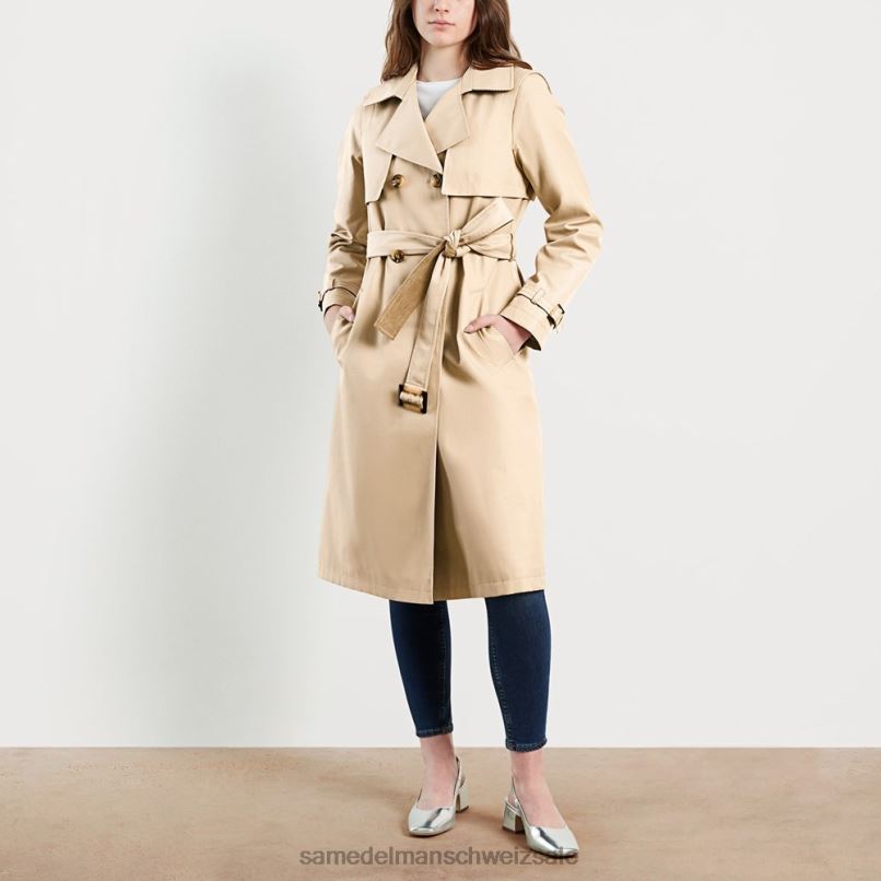 CH Sam Edelman Frauen Trenchcoat mit Gürtel Birke X2J861176 Bekleidung