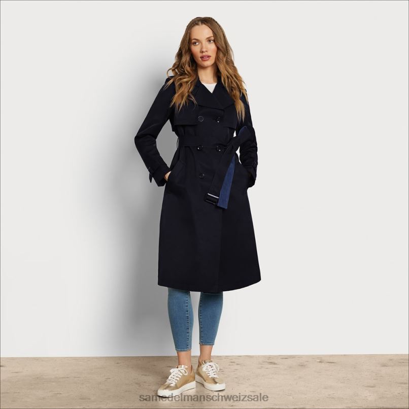CH Sam Edelman Frauen Trenchcoat mit Gürtel Marine X2J861191 Bekleidung