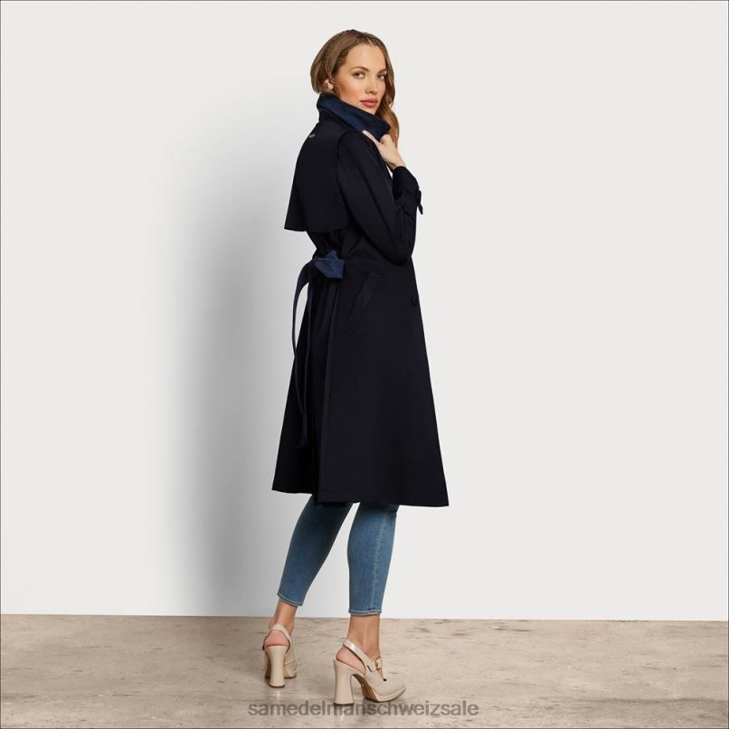 CH Sam Edelman Frauen Trenchcoat mit Gürtel Marine X2J861191 Bekleidung