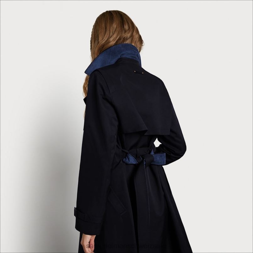 CH Sam Edelman Frauen Trenchcoat mit Gürtel Marine X2J861191 Bekleidung