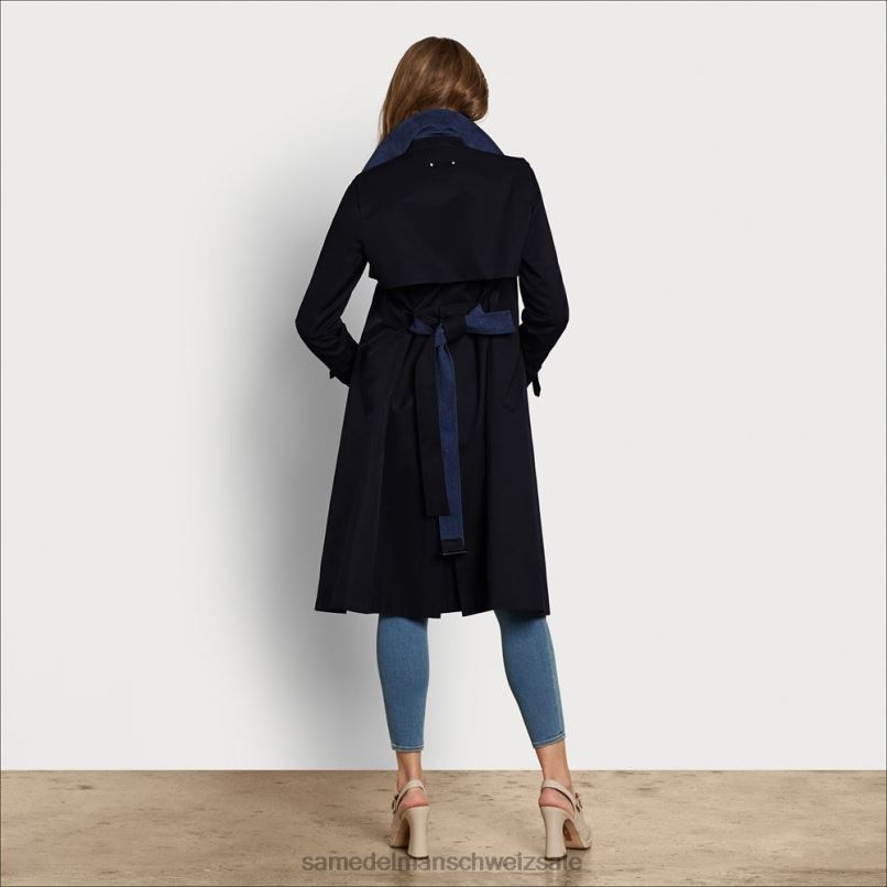 CH Sam Edelman Frauen Trenchcoat mit Gürtel Marine X2J861191 Bekleidung