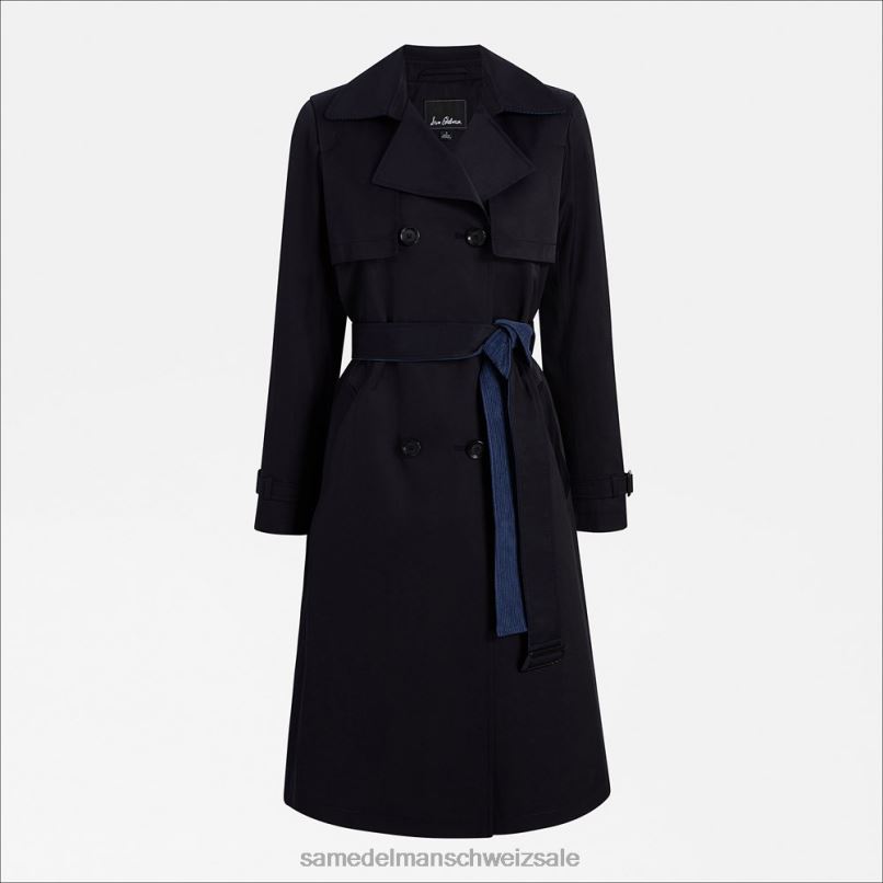 CH Sam Edelman Frauen Trenchcoat mit Gürtel Marine X2J861191 Bekleidung