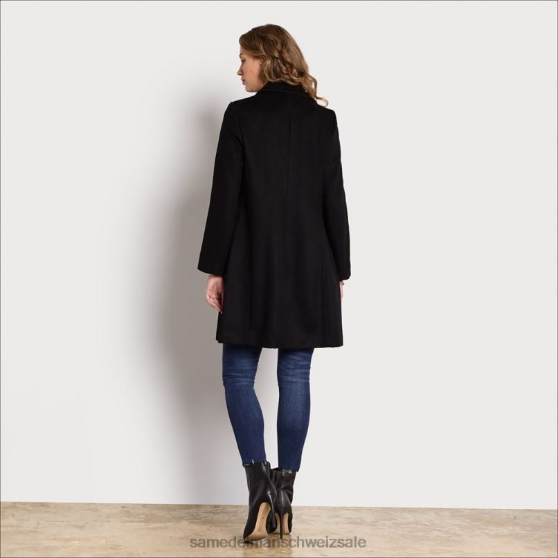 CH Sam Edelman Frauen Twill-Wollmantel Schwarz X2J861221 Bekleidung