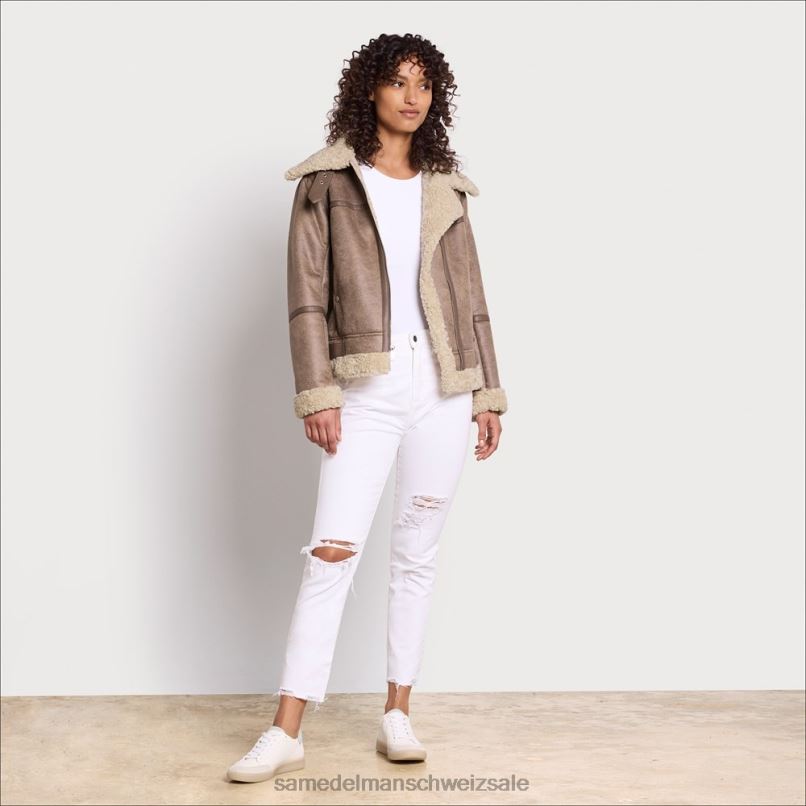 CH Sam Edelman Frauen kurze Fliegerjacke helles Khaki X2J861276 Bekleidung