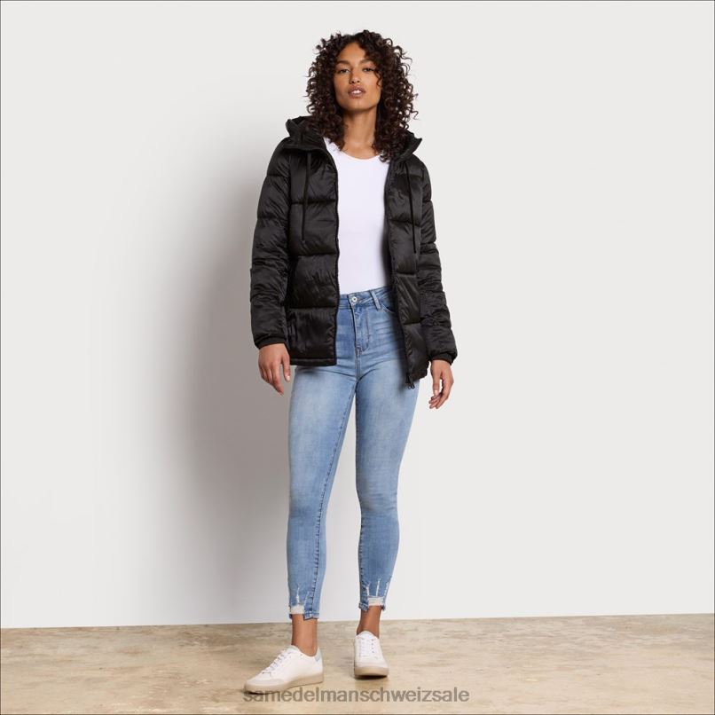 CH Sam Edelman Frauen kurze, weiche Daunenjacke Schwarz X2J861130 Bekleidung