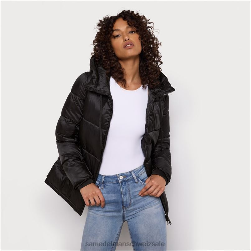 CH Sam Edelman Frauen kurze, weiche Daunenjacke Schwarz X2J861130 Bekleidung