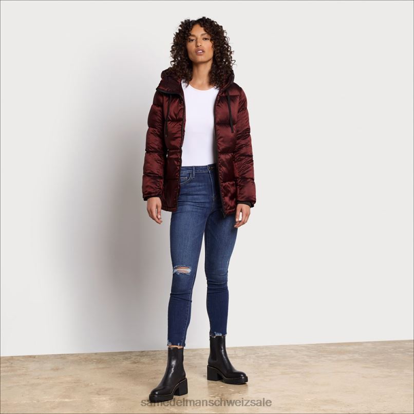 CH Sam Edelman Frauen kurze, weiche Daunenjacke Ziegel X2J861129 Bekleidung