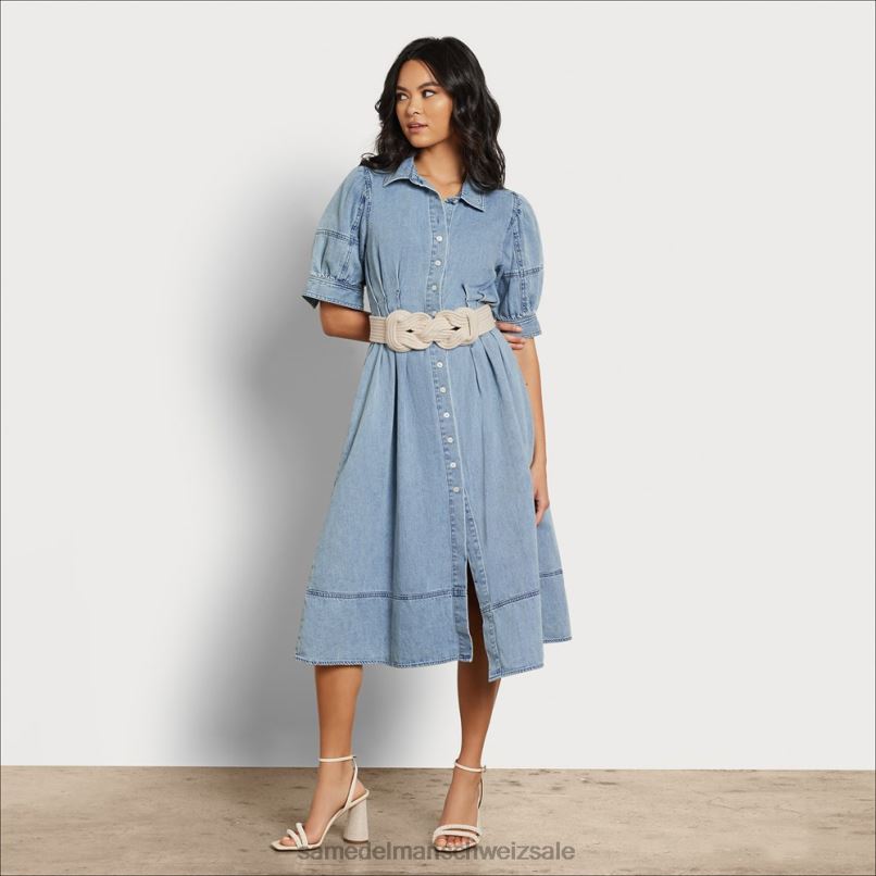 CH Sam Edelman Frauen Arya Midikleid blaues Chambray X2J861109 Bekleidung