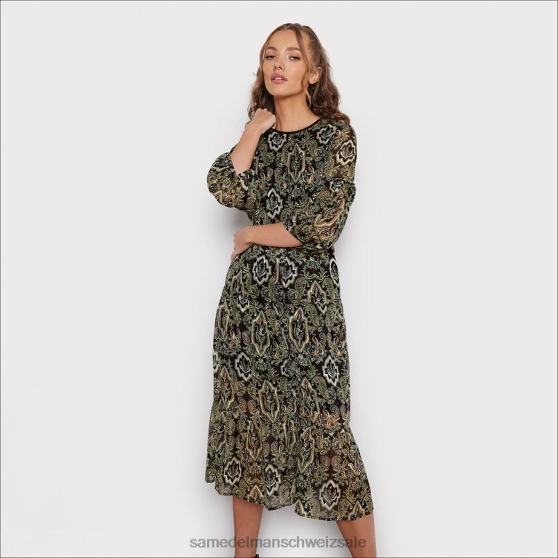 CH Sam Edelman Frauen Hochgeschlossener Maxi-Loden dunkelgrün X2J861159 Bekleidung
