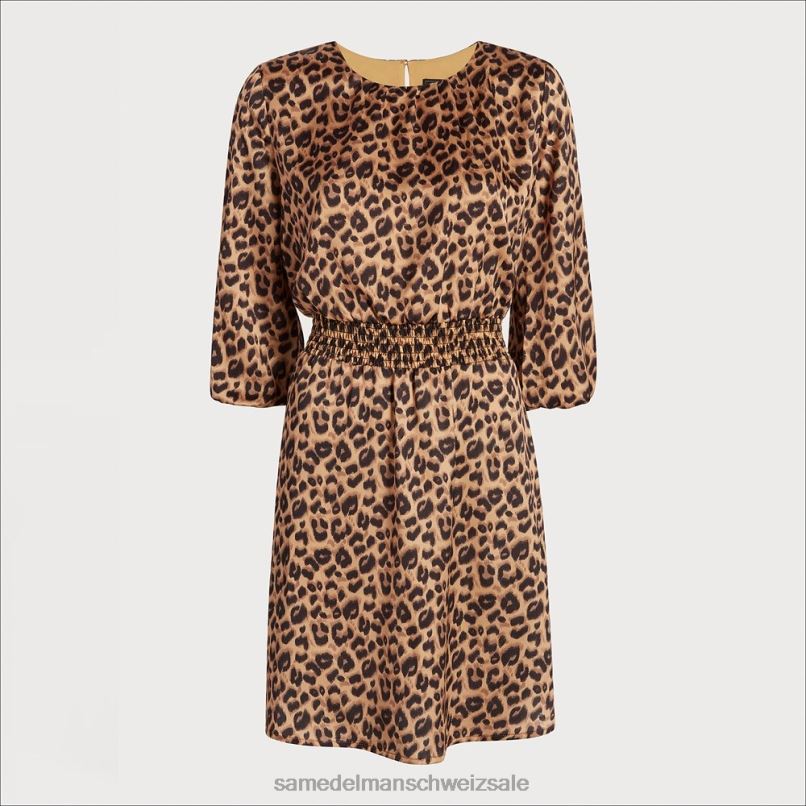 CH Sam Edelman Frauen Hochgeschlossenes, langärmliges Minikleid Leopard X2J861112 Bekleidung