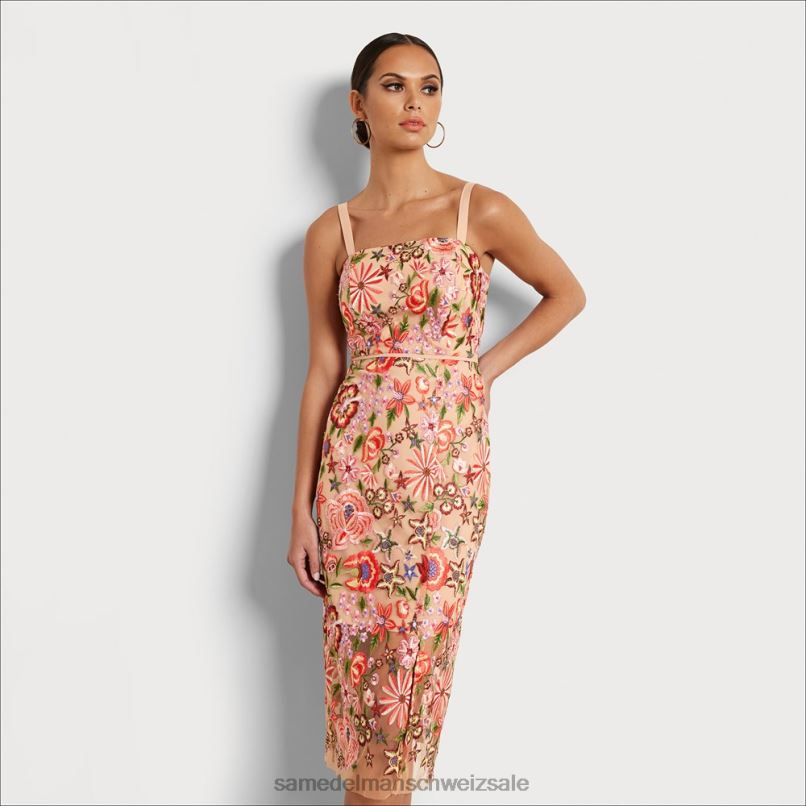 CH Sam Edelman Frauen Kleid mit Blumenstickerei nackt multi X2J861065 Bekleidung