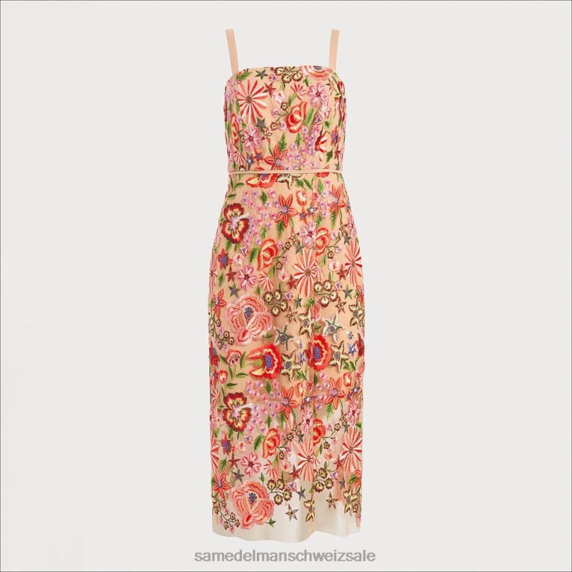 CH Sam Edelman Frauen Kleid mit Blumenstickerei nackt multi X2J861065 Bekleidung