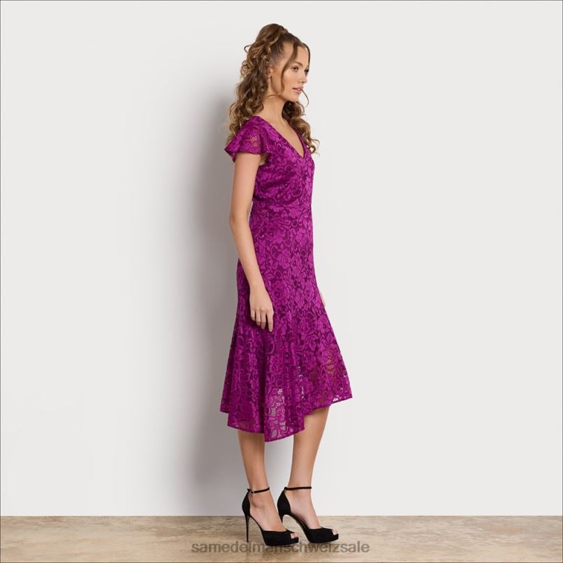 CH Sam Edelman Frauen Kurzarmkleid mit U-Ausschnitt Magenta X2J861094 Bekleidung