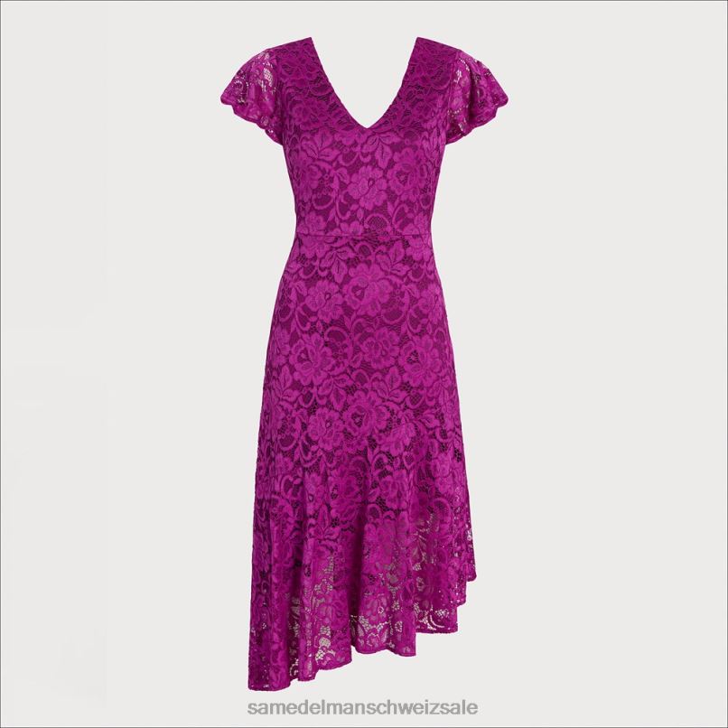 CH Sam Edelman Frauen Kurzarmkleid mit U-Ausschnitt Magenta X2J861094 Bekleidung