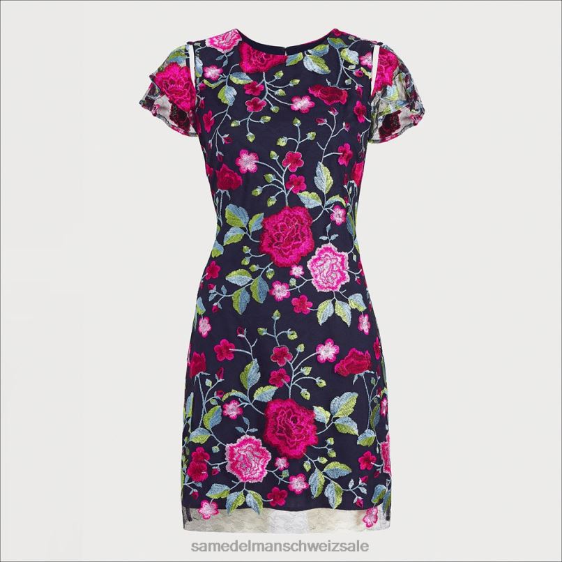 CH Sam Edelman Frauen Minikleid mit Blumenstickerei Marine-Multi X2J861089 Bekleidung